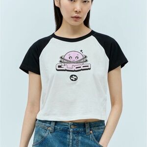 New Gucci Black and White Graphic T-Shirt Sz XS